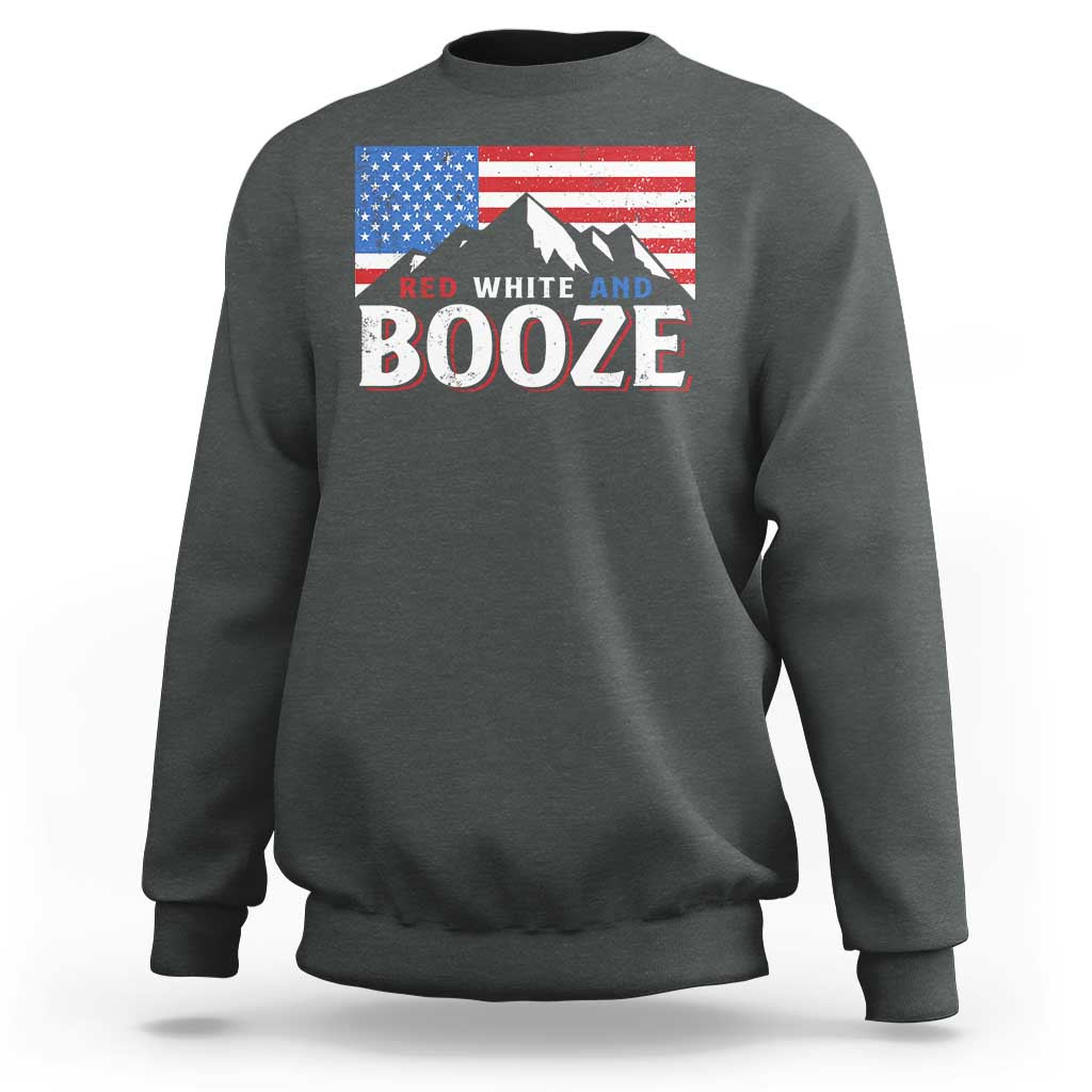 Funny Red White And Booze Sweatshirt 4th Of July Beer American Flag - Wonder Print Shop