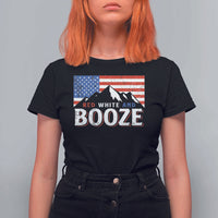 Funny Red White And Booze T Shirt For Women 4th Of July Beer American Flag - Wonder Print Shop