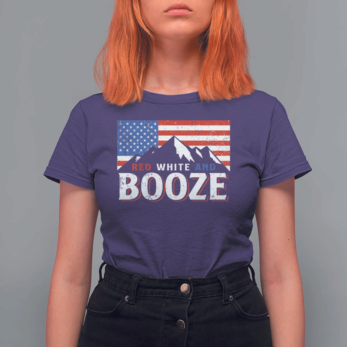 Funny Red White And Booze T Shirt For Women 4th Of July Beer American Flag - Wonder Print Shop