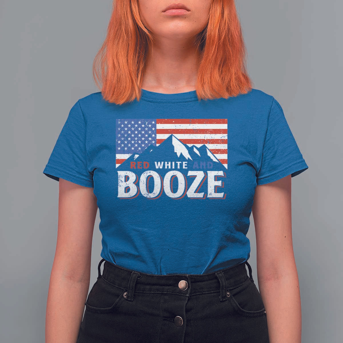 Funny Red White And Booze T Shirt For Women 4th Of July Beer American Flag - Wonder Print Shop