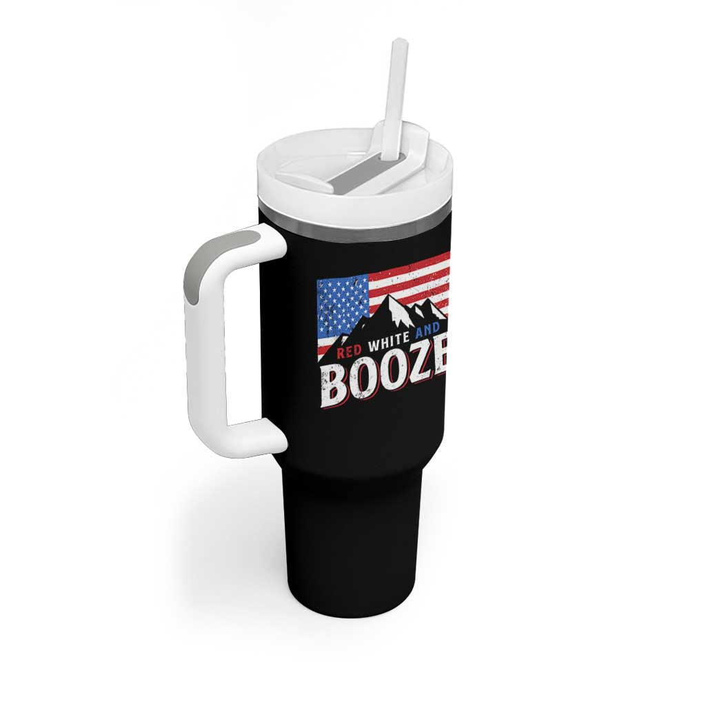 Funny Red White And Booze Tumbler With Handle 4th Of July Beer American Flag - Wonder Print Shop