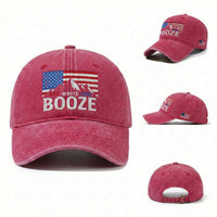 Funny Red White And Booze Washed Cotton Baseball Cap 4th Of July Beer American Flag