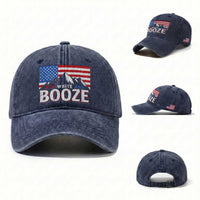 Funny Red White And Booze Washed Cotton Baseball Cap 4th Of July Beer American Flag