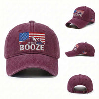 Funny Red White And Booze Washed Cotton Baseball Cap 4th Of July Beer American Flag