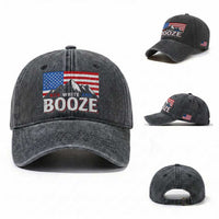 Funny Red White And Booze Washed Cotton Baseball Cap 4th Of July Beer American Flag