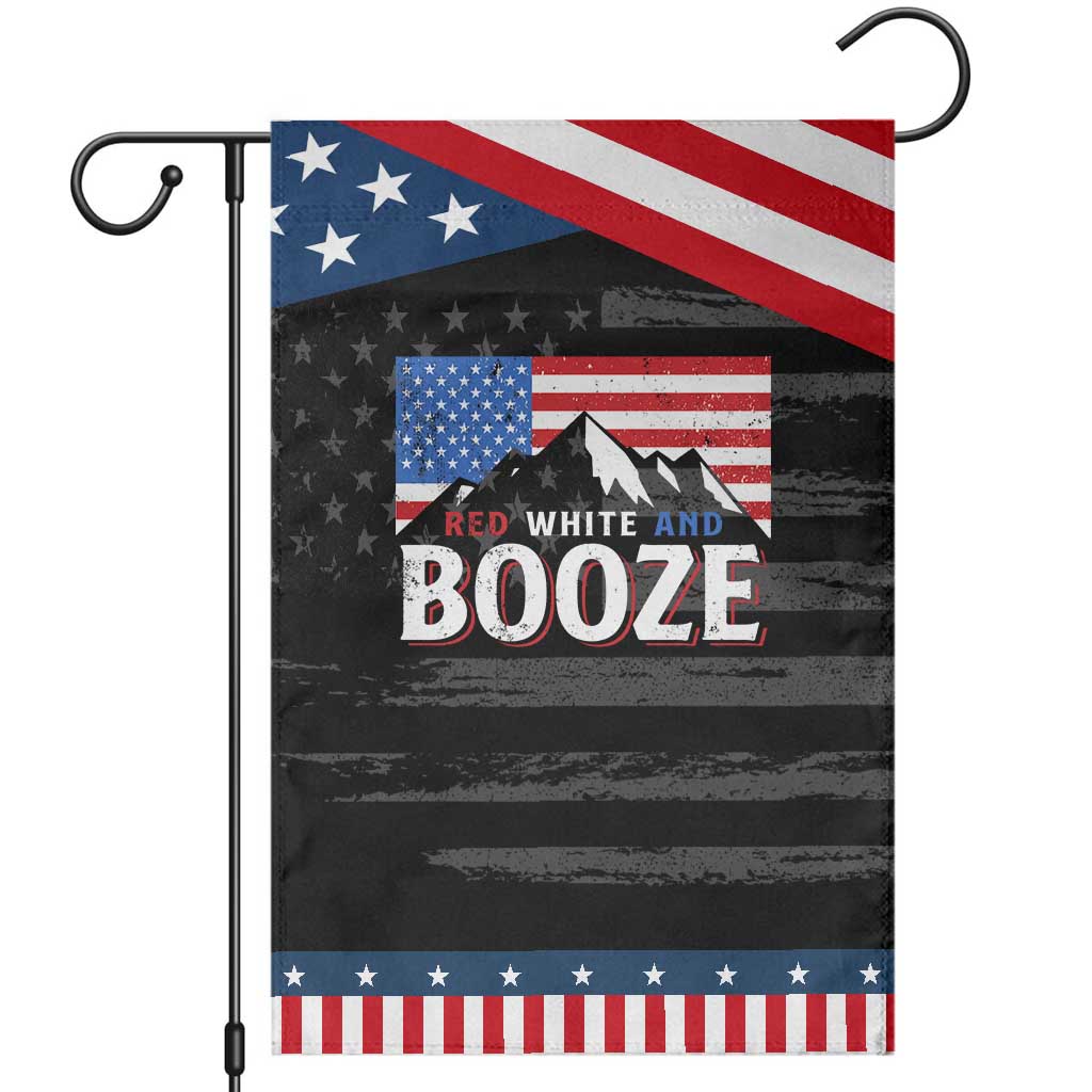 Funny Red White And Booze Garden Flag 4th Of July Beer American Flag