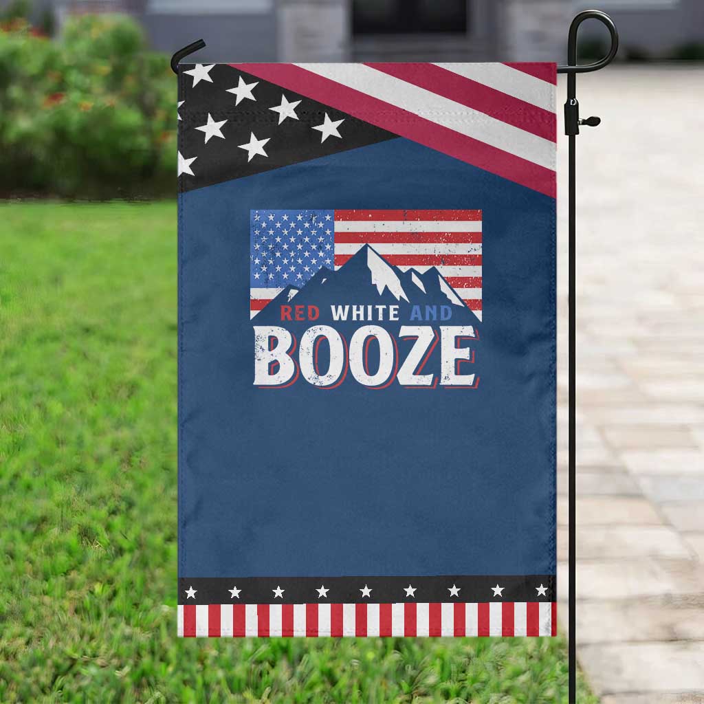 Funny Red White And Booze Garden Flag 4th Of July Beer American Flag
