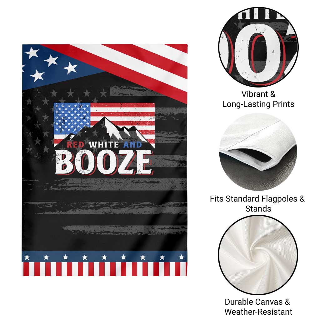 Funny Red White And Booze Garden Flag 4th Of July Beer American Flag