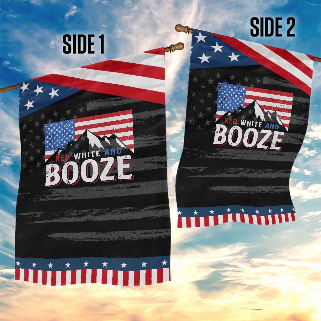 Funny Red White And Booze Garden Flag 4th Of July Beer American Flag
