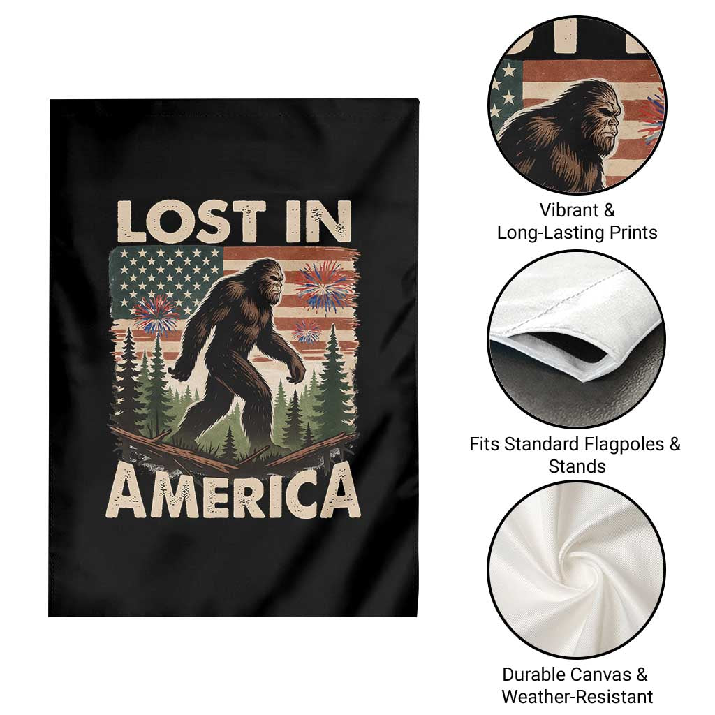 Funny 4th Of July Bigfoot Lost In America Garden Flag Patriotic Sasquatch US Flag Fireworks - Wonder Print Shop