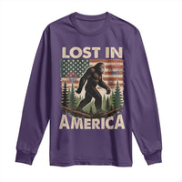 Funny 4th Of July Bigfoot Lost In America Long Sleeve Shirt Patriotic Sasquatch US Flag Fireworks - Wonder Print Shop