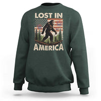 Funny 4th Of July Bigfoot Lost In America Sweatshirt Patriotic Sasquatch US Flag Fireworks - Wonder Print Shop
