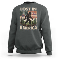 Funny 4th Of July Bigfoot Lost In America Sweatshirt Patriotic Sasquatch US Flag Fireworks - Wonder Print Shop