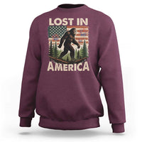 Funny 4th Of July Bigfoot Lost In America Sweatshirt Patriotic Sasquatch US Flag Fireworks - Wonder Print Shop
