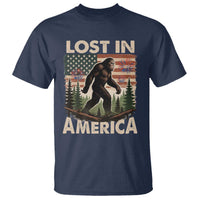 Funny 4th Of July Bigfoot Lost In America T Shirt Patriotic Sasquatch US Flag Fireworks - Wonder Print Shop