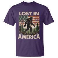 Funny 4th Of July Bigfoot Lost In America T Shirt Patriotic Sasquatch US Flag Fireworks - Wonder Print Shop