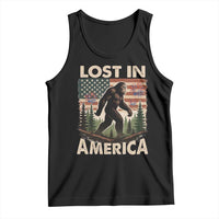 Funny 4th Of July Bigfoot Lost In America Tank Top Patriotic Sasquatch US Flag Fireworks - Wonder Print Shop