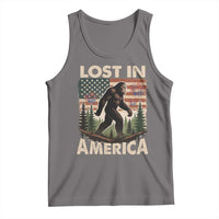 Funny 4th Of July Bigfoot Lost In America Tank Top Patriotic Sasquatch US Flag Fireworks - Wonder Print Shop