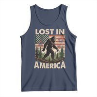 Funny 4th Of July Bigfoot Lost In America Tank Top Patriotic Sasquatch US Flag Fireworks - Wonder Print Shop