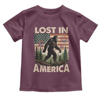 Funny 4th Of July Bigfoot Lost In America Toddler T Shirt Patriotic Sasquatch US Flag Fireworks - Wonder Print Shop