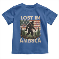Funny 4th Of July Bigfoot Lost In America Toddler T Shirt Patriotic Sasquatch US Flag Fireworks - Wonder Print Shop
