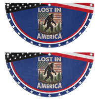 Funny 4th Of July Bigfoot Lost In America Patriotic Fan Flag Sasquatch US Flag Fireworks