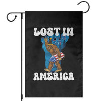 Funny 4th Of July Bigfoot Lost In America Garden Flag Patriotic Sasquatch Rocket Footprint Fireworks - Wonder Print Shop