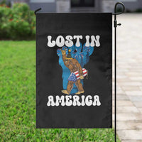 Funny 4th Of July Bigfoot Lost In America Garden Flag Patriotic Sasquatch Rocket Footprint Fireworks - Wonder Print Shop