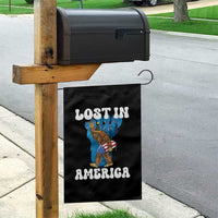 Funny 4th Of July Bigfoot Lost In America Garden Flag Patriotic Sasquatch Rocket Footprint Fireworks - Wonder Print Shop
