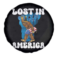 Funny 4th Of July Bigfoot Lost In America Spare Tire Cover Patriotic Sasquatch Rocket Footprint Fireworks - Wonder Print Shop