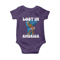 Funny 4th Of July Bigfoot Lost In America Baby Onesie Patriotic Sasquatch Rocket Footprint Fireworks - Wonder Print Shop