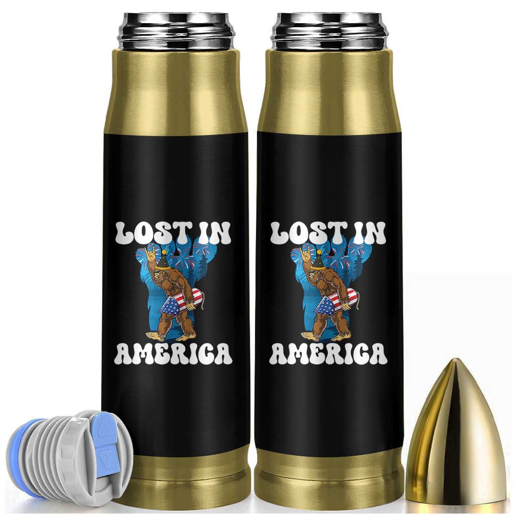Funny 4th Of July Bigfoot Lost In America Bullet Tumbler Patriotic Sasquatch Rocket Footprint Fireworks - Wonder Print Shop
