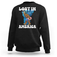 Funny 4th Of July Bigfoot Lost In America Sweatshirt Patriotic Sasquatch Rocket Footprint Fireworks - Wonder Print Shop
