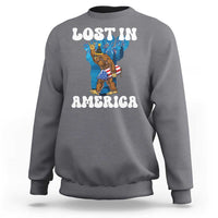 Funny 4th Of July Bigfoot Lost In America Sweatshirt Patriotic Sasquatch Rocket Footprint Fireworks - Wonder Print Shop
