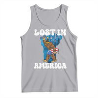 Funny 4th Of July Bigfoot Lost In America Tank Top Patriotic Sasquatch Rocket Footprint Fireworks - Wonder Print Shop