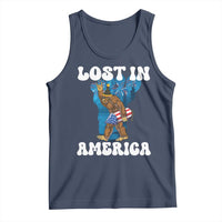 Funny 4th Of July Bigfoot Lost In America Tank Top Patriotic Sasquatch Rocket Footprint Fireworks - Wonder Print Shop
