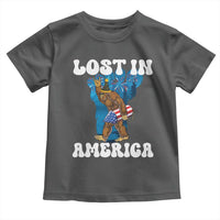 Funny 4th Of July Bigfoot Lost In America Toddler T Shirt Patriotic Sasquatch Rocket Footprint Fireworks - Wonder Print Shop