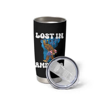 Funny 4th Of July Bigfoot Lost In America Tumbler Cup Patriotic Sasquatch Rocket Footprint Fireworks - Wonder Print Shop