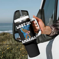 Funny 4th Of July Bigfoot Lost In America Tumbler With Handle Patriotic Sasquatch Rocket Footprint Fireworks - Wonder Print Shop