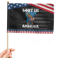 Funny 4th Of July Bigfoot Lost In America Patriotic Handheld Flag Sasquatch Rocket Footprint Fireworks