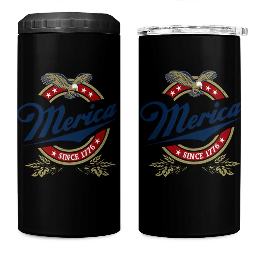 Funny Merica Since 1776 4 in 1 Can Cooler Tumbler 4th of July Beer Lover Eagle - Wonder Print Shop