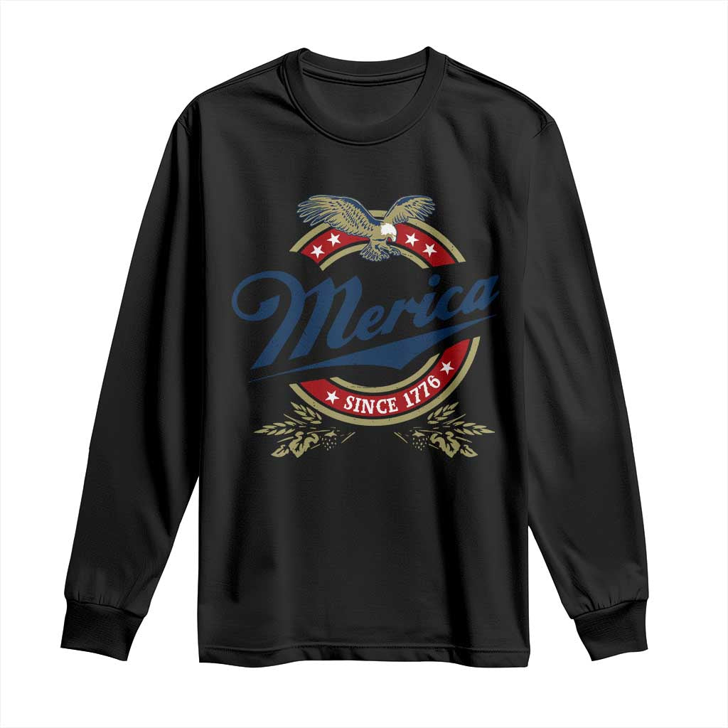 Funny Merica Since 1776 Long Sleeve Shirt 4th of July Beer Lover Eagle - Wonder Print Shop