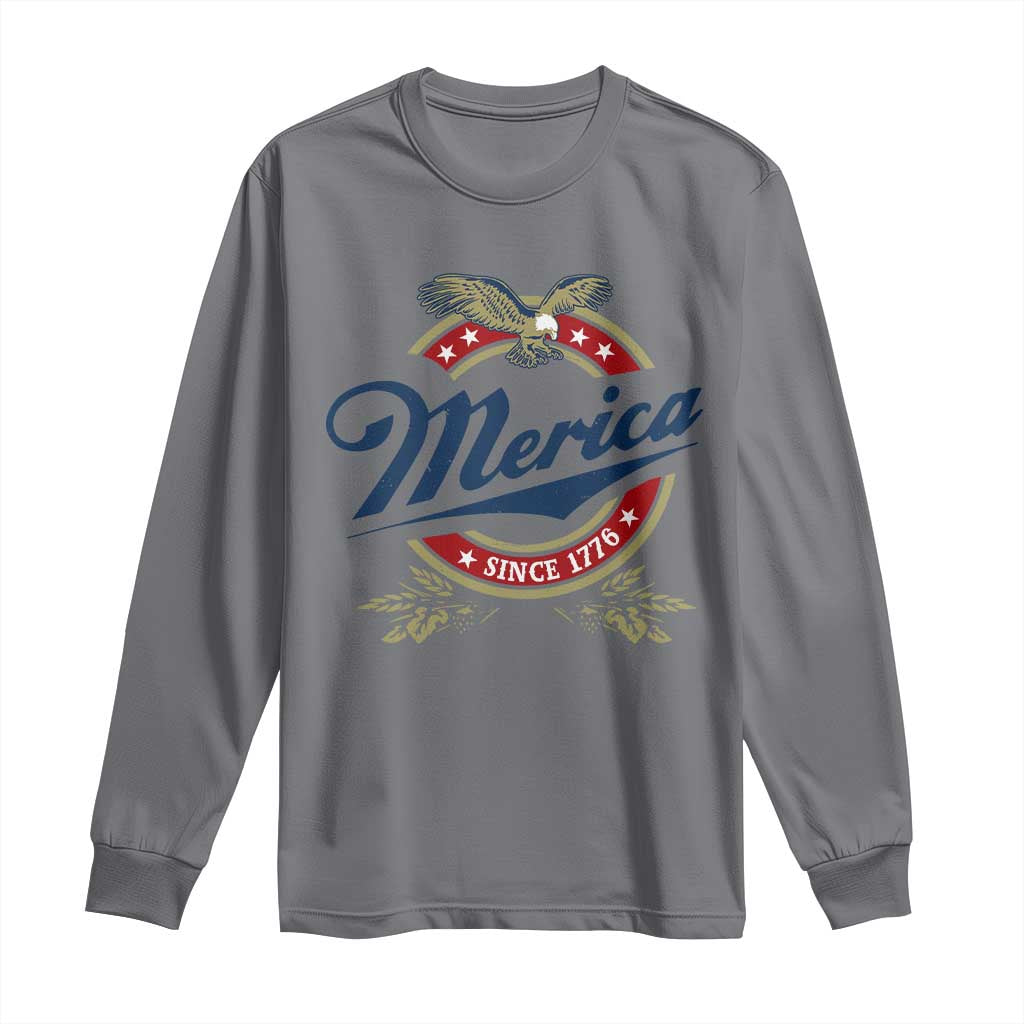Funny Merica Since 1776 Long Sleeve Shirt 4th of July Beer Lover Eagle - Wonder Print Shop