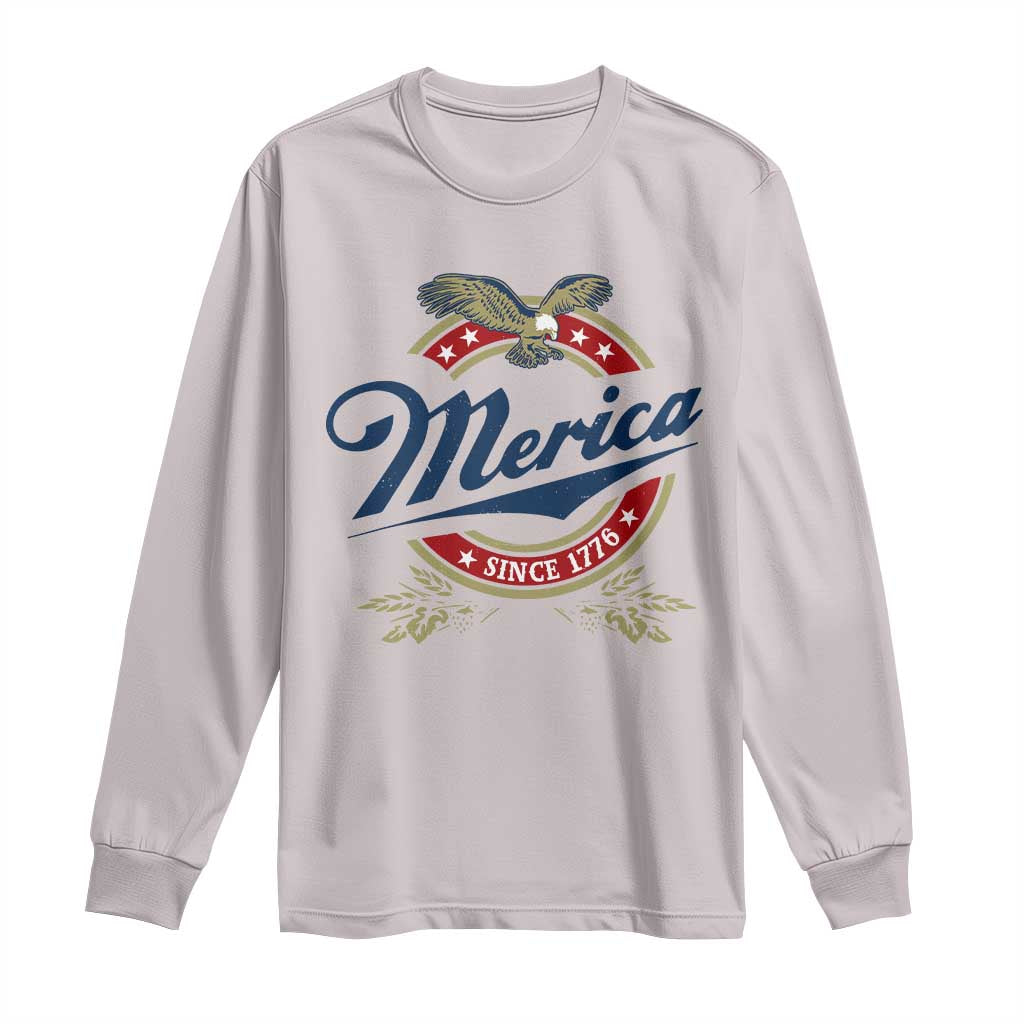 Funny Merica Since 1776 Long Sleeve Shirt 4th of July Beer Lover Eagle - Wonder Print Shop