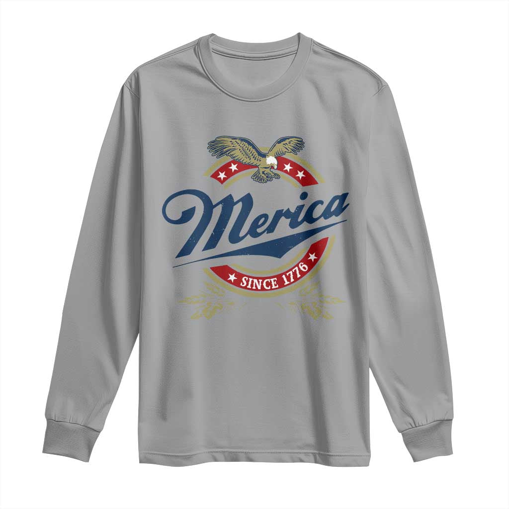 Funny Merica Since 1776 Long Sleeve Shirt 4th of July Beer Lover Eagle - Wonder Print Shop