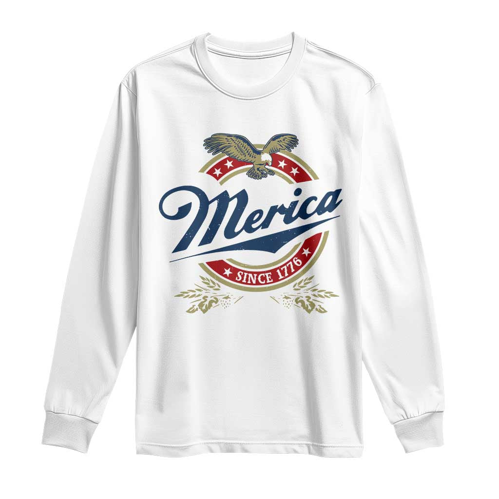 Funny Merica Since 1776 Long Sleeve Shirt 4th of July Beer Lover Eagle - Wonder Print Shop