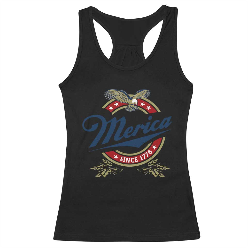 Funny Merica Since 1776 Racerback Tank Top 4th of July Beer Lover Eagle - Wonder Print Shop