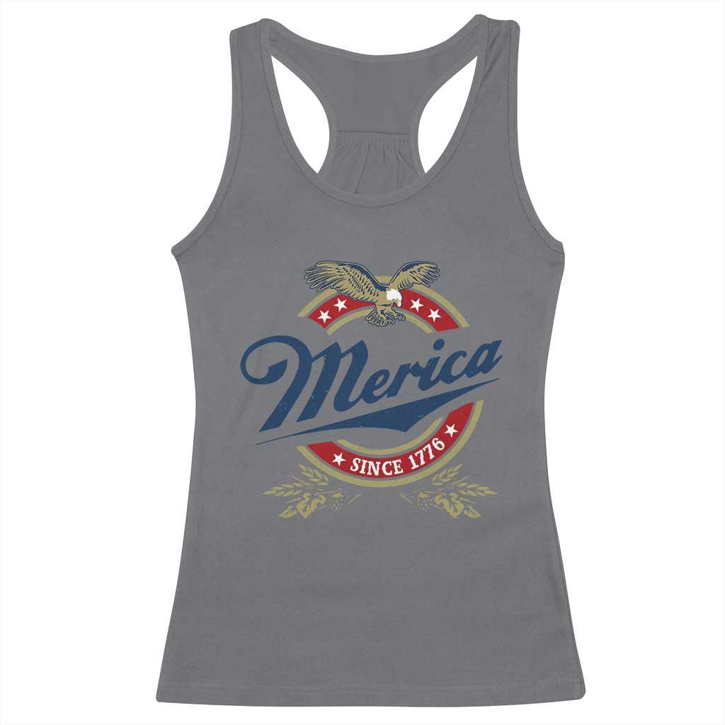 Funny Merica Since 1776 Racerback Tank Top 4th of July Beer Lover Eagle - Wonder Print Shop