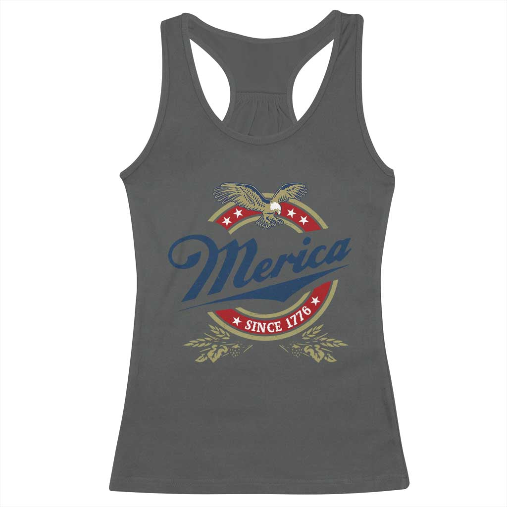 Funny Merica Since 1776 Racerback Tank Top 4th of July Beer Lover Eagle - Wonder Print Shop