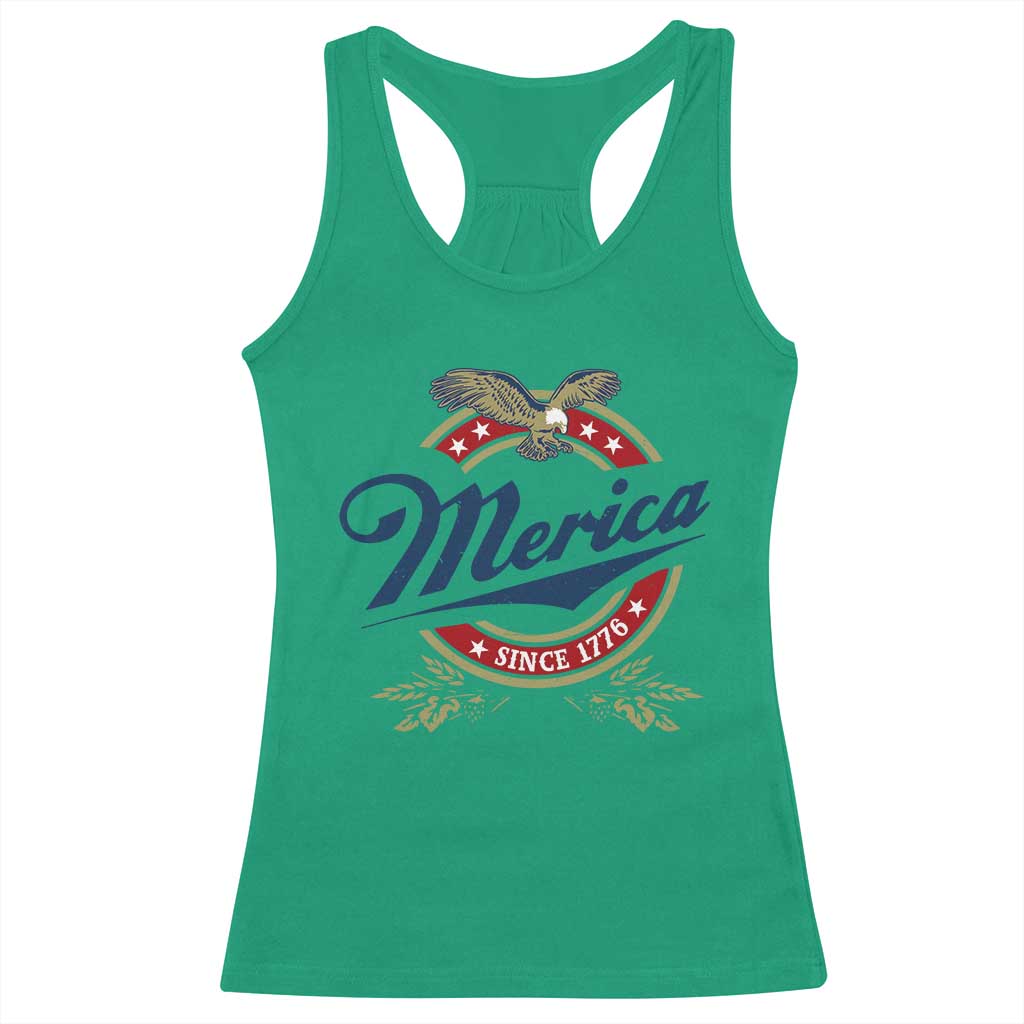 Funny Merica Since 1776 Racerback Tank Top 4th of July Beer Lover Eagle - Wonder Print Shop